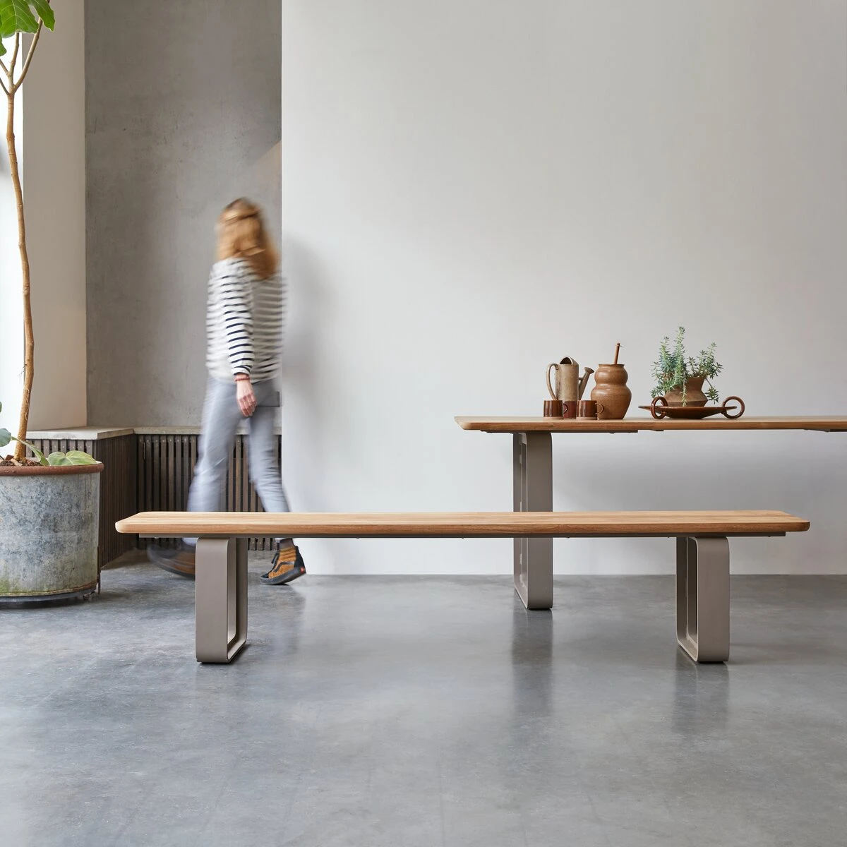 Harper - Banc En Teck Massif Et Aluminium