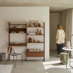Wall - Bibliothèque Double En Teck Massif Recyclé