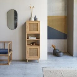 Luis - Bibliothèque Haute En Orme Et Cannage