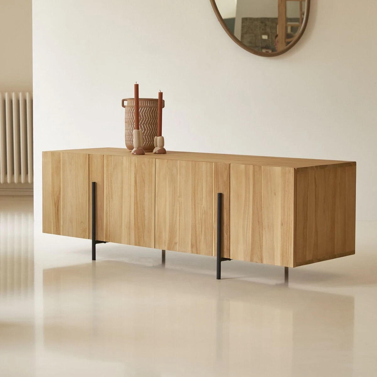 Honorine - Buffet Bas En Teck Massif 165 Cm – Image 4