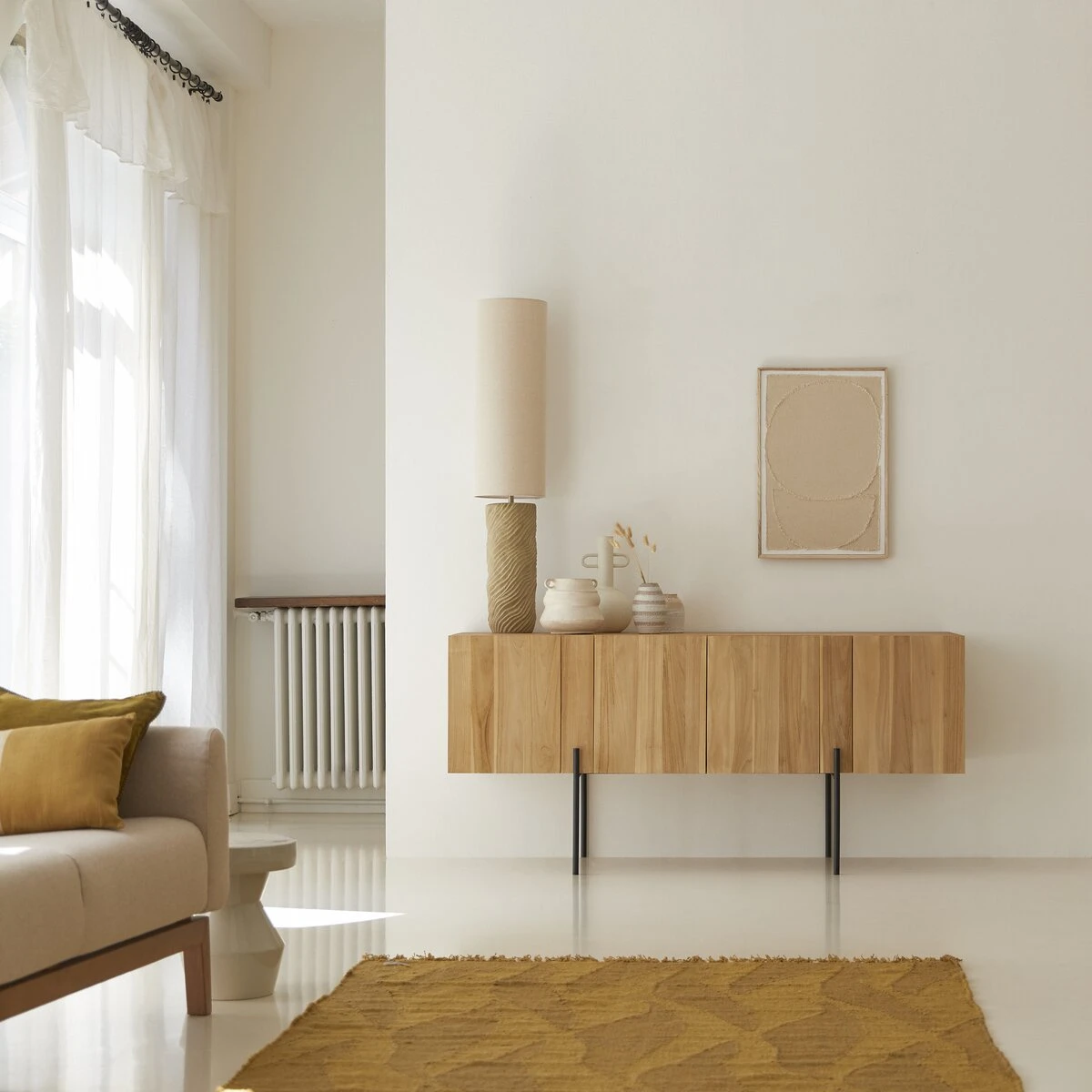 Honorine - Buffet Bas En Teck Massif 165 Cm – Image 5