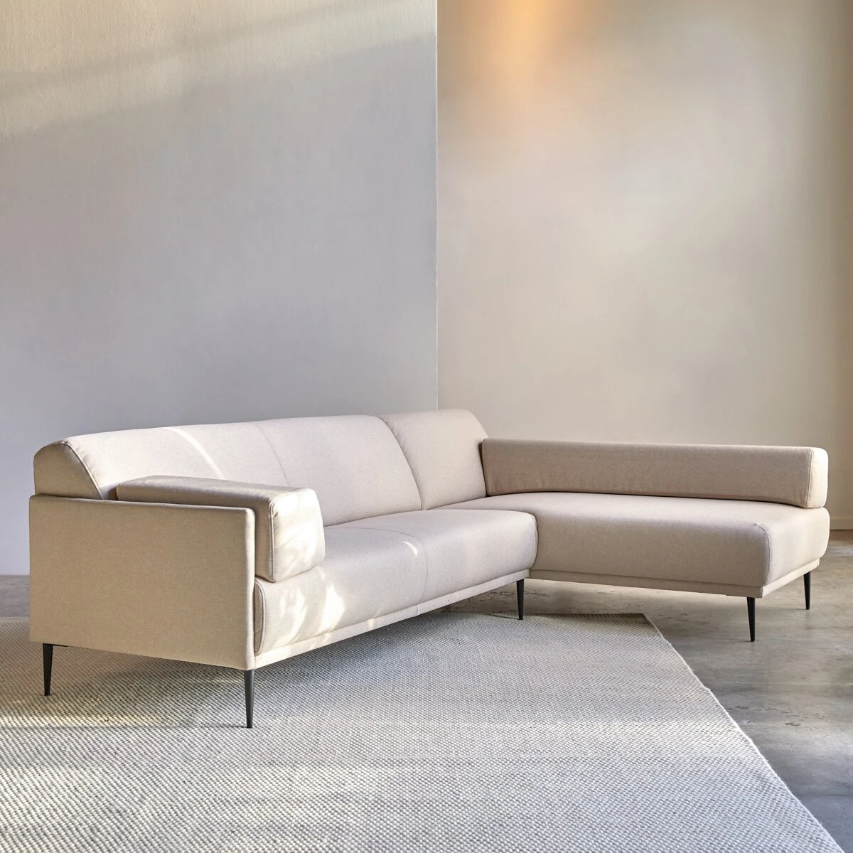 Finn - Canapé D'angle Droit En Tissu écru 270 X 180 Cm, 4 Places – Image 2