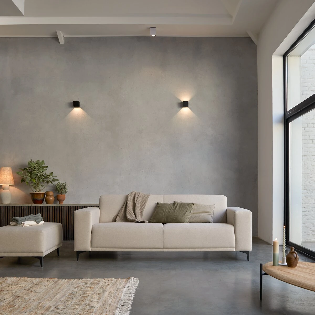 Lars - Canapé En Tissu 3 Places écru