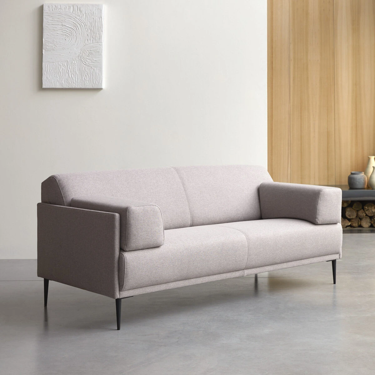 Finn - Canapé En Tissu Gris 3 Places – Image 4