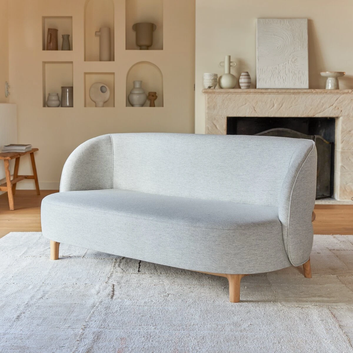 Hoya - Canapé En Chêne Massif Et Et Tissu Gris 2 Places – Image 9