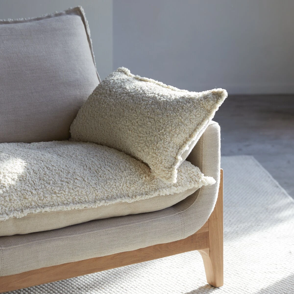 Woodnest - Canapé En Chêne Massif Et Tissu Linen 3 Places – Image 8