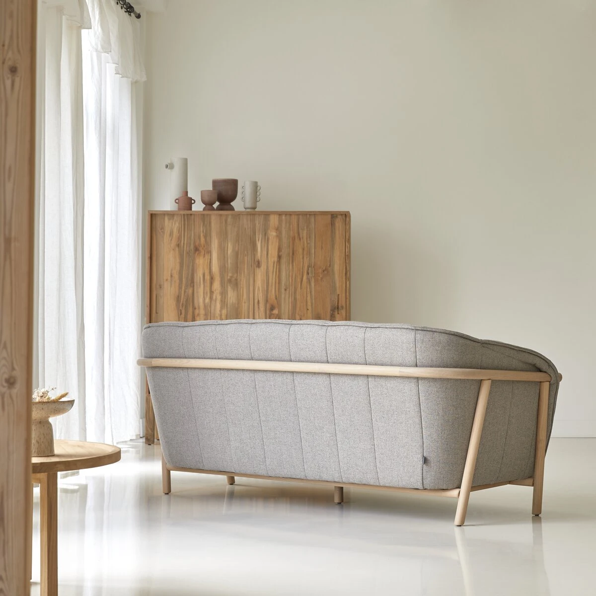 Yas - Canapé En Chêne Massif Et Tissu Gris 2 Places – Image 5