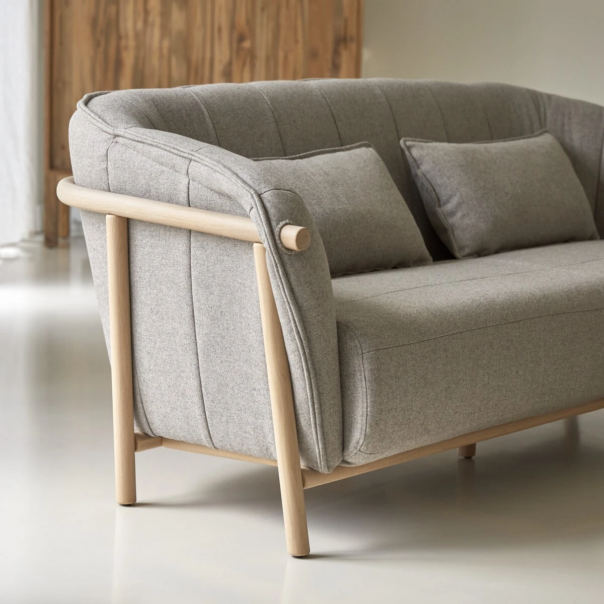 Yas - Canapé En Chêne Massif Et Tissu Gris 2 Places – Image 6