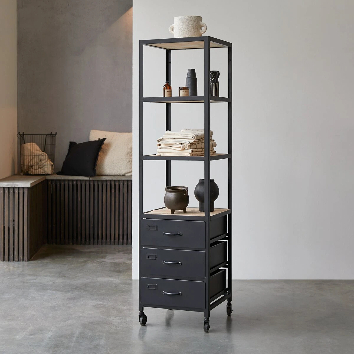 Industriel - Colonne De Salle De Bain En Manguier Et Métal – Image 4