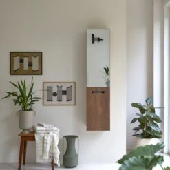 Line - Colonne Miroir En Noyer Massif