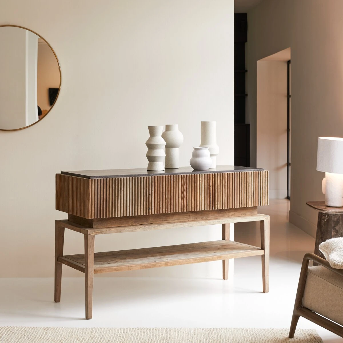 Nahta - Console En Orme Recyclé Et Pierre Bleue – Image 4