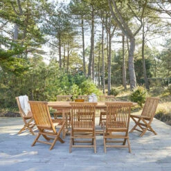 Capri - Ensemble De Jardin Ovale En Acacia Massif 8 Chaises