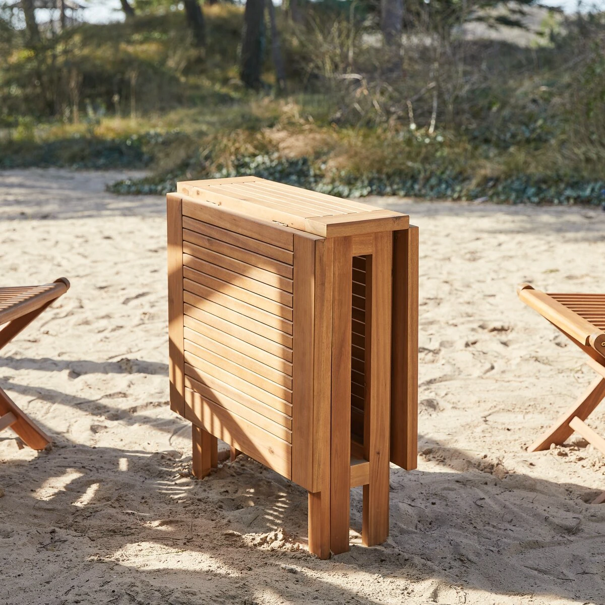 Capri - Ensemble De Jardin Pliant En Acacia Massif 4 Chaises – Image 2