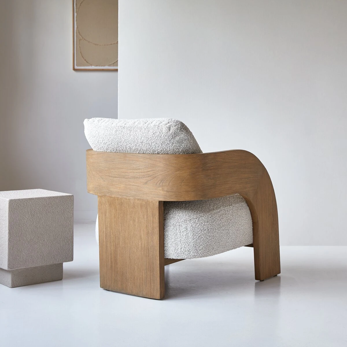 Boti - Fauteuil En Mindi Massif Et Tissu écru – Image 4