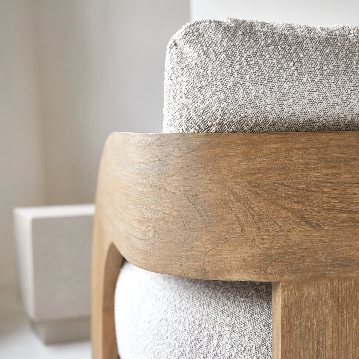 Boti - Fauteuil En Mindi Massif Et Tissu écru – Image 6