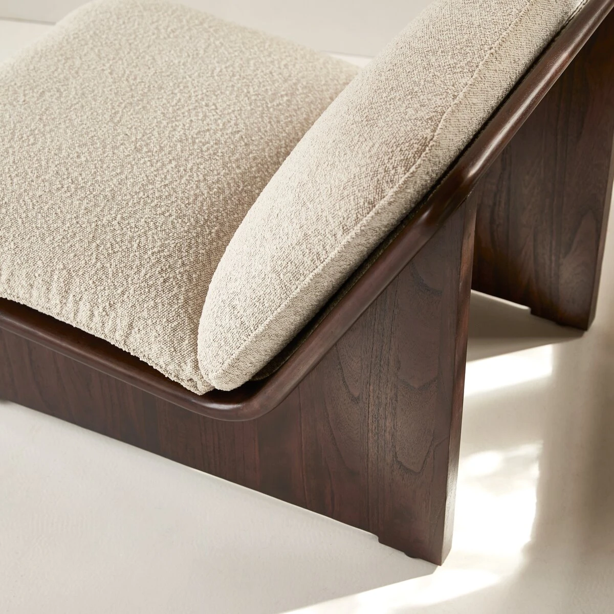 Folk - Fauteuil En Mindi Massif Et Tissu écru – Image 2