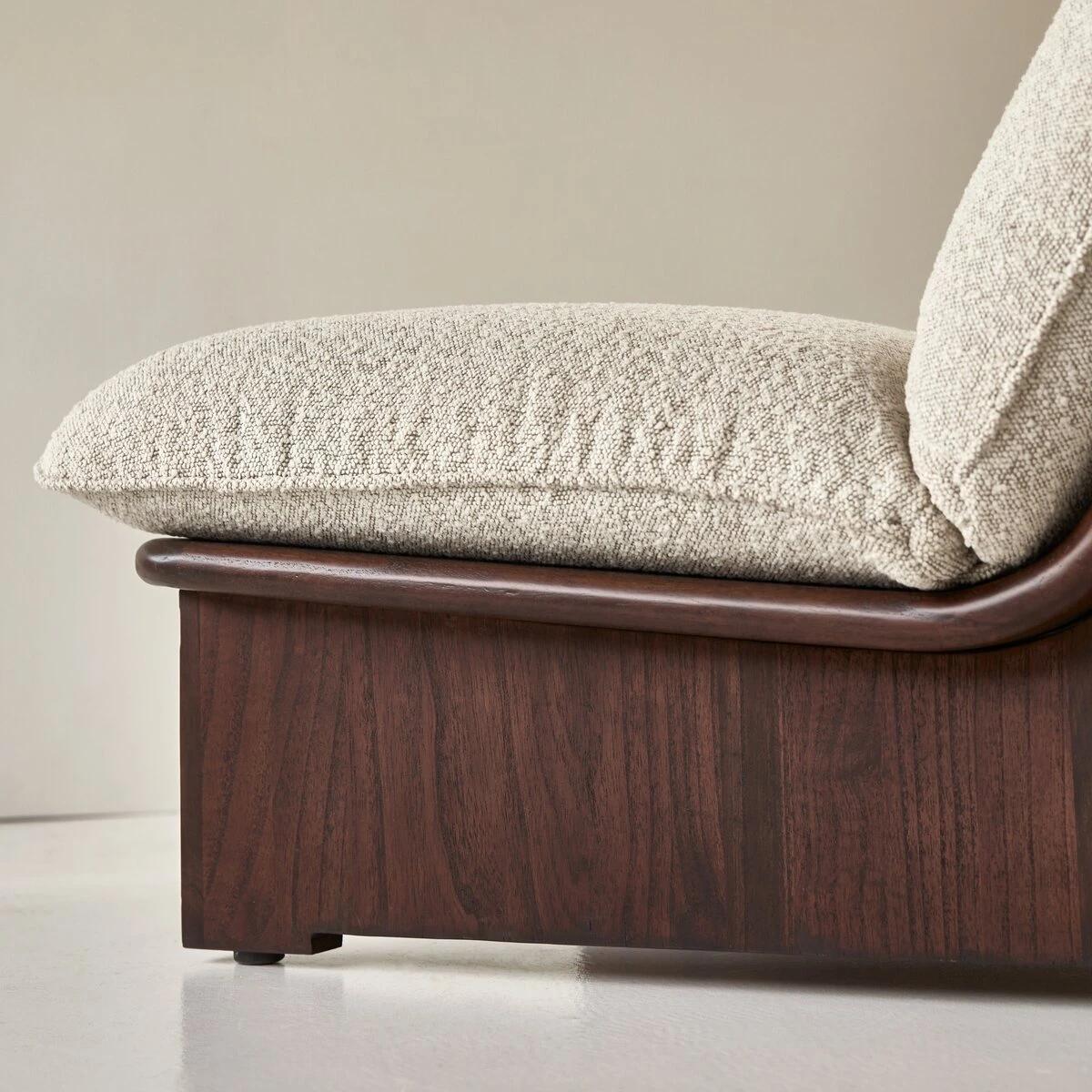 Folk - Fauteuil En Mindi Massif Et Tissu écru – Image 7