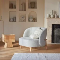 Hoya - Fauteuil En Chêne Massif Et Tissu Gris