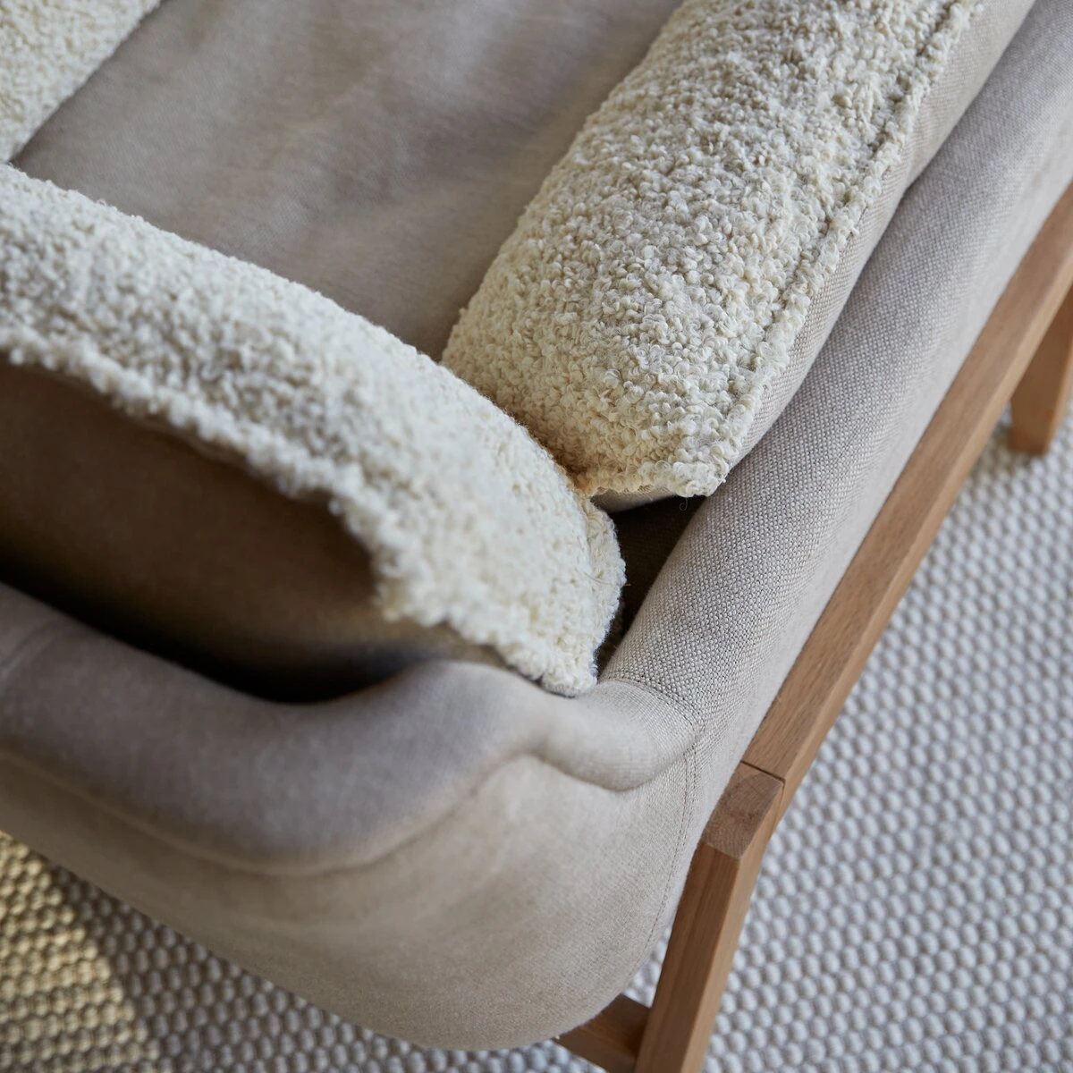 Woodnest - Fauteuil En ChĂȘne Massif Et Tissu Linen â Image 2