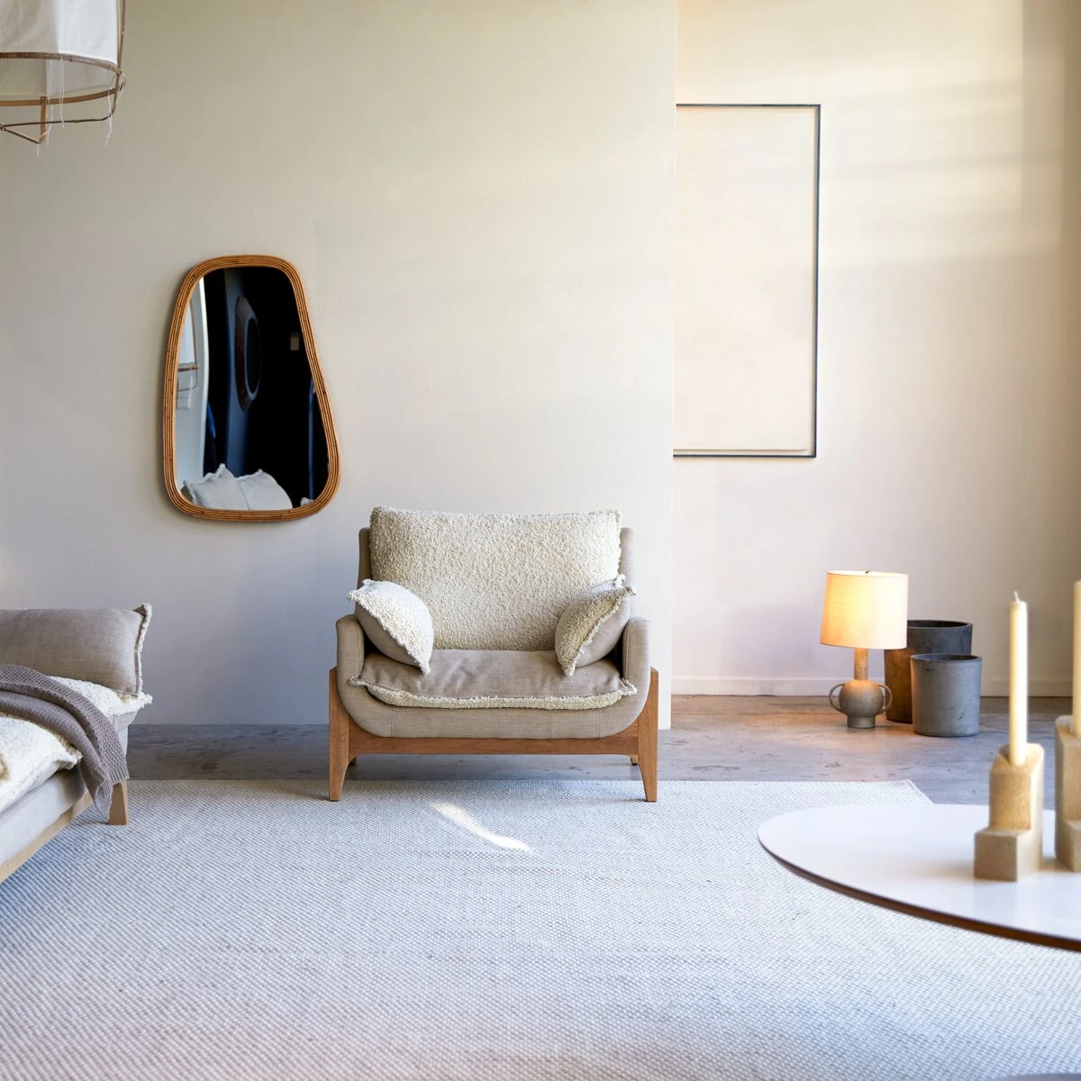 Woodnest - Fauteuil En ChĂȘne Massif Et Tissu Linen