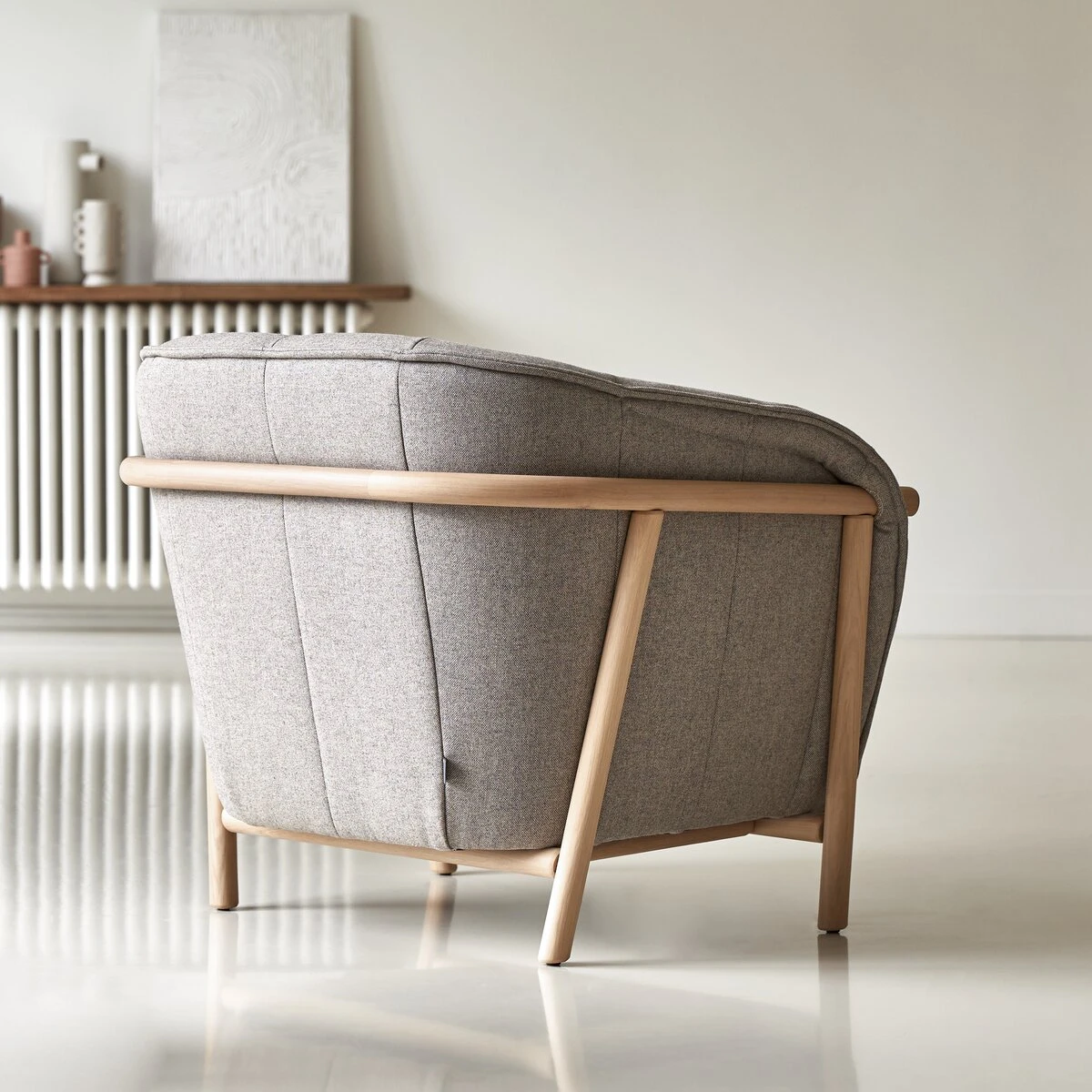 Yas - Fauteuil En ChĂȘne Massif Et Tissu Gris â Image 4