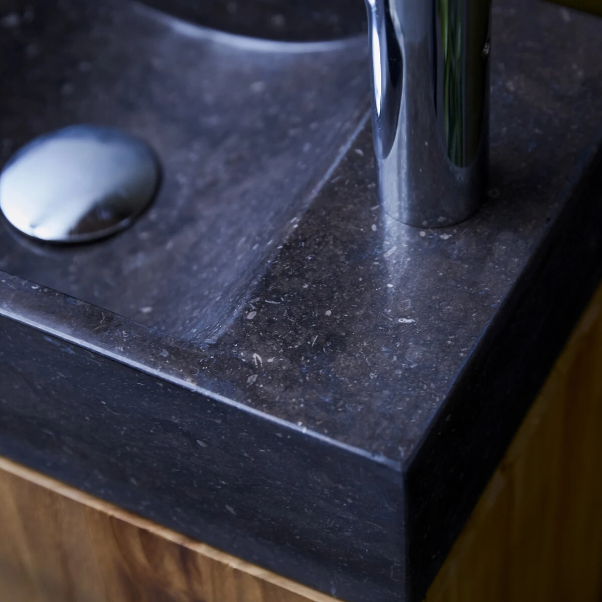 Stelle - Meuble Lave Main En Teck Massif Et Marbre Black – Image 7