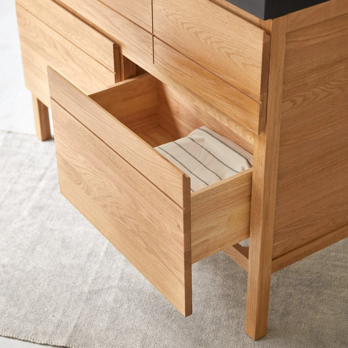 Easy - Meuble Salle De Bain En ChĂȘne Massif Et Pierre De Lave 120 Cm â Image 3