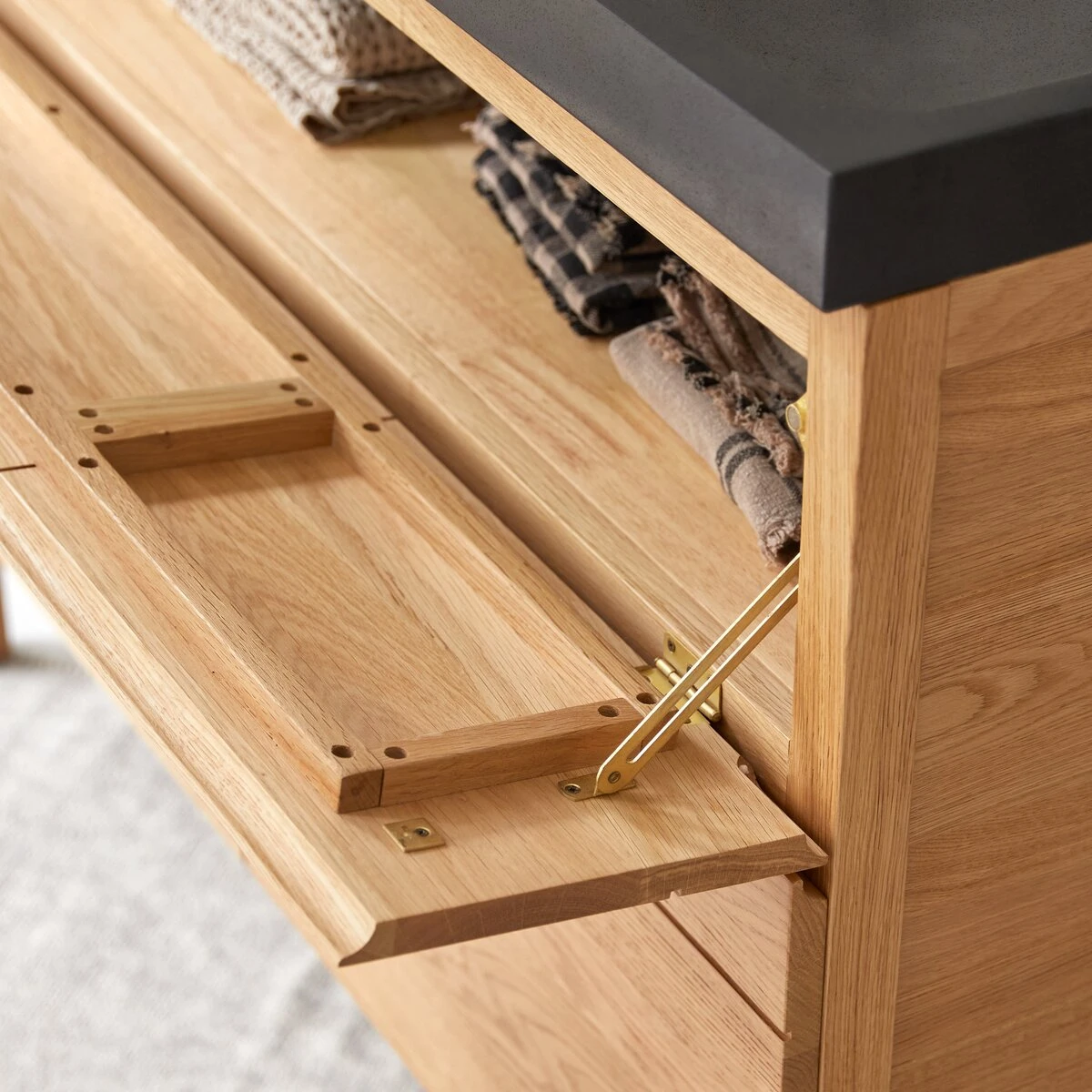 Easy - Meuble Salle De Bain En ChĂȘne Massif Et Pierre De Lave 120 Cm â Image 6