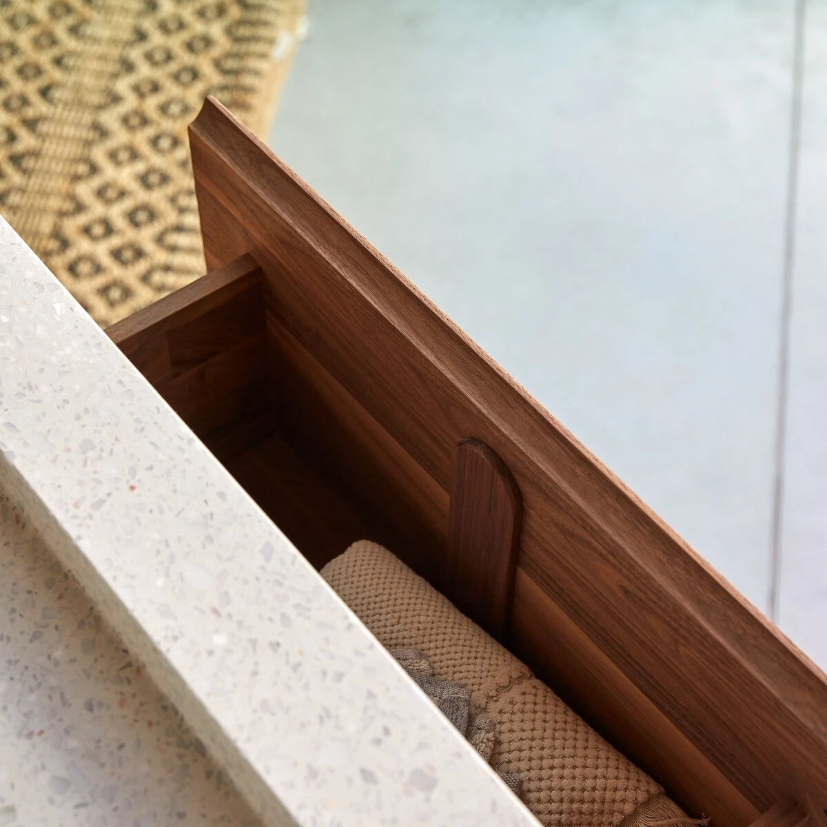 Edgar - Meuble Salle De Bain En Noyer Massif Et Terrazzo Premium Moon 120 Cm – Image 6