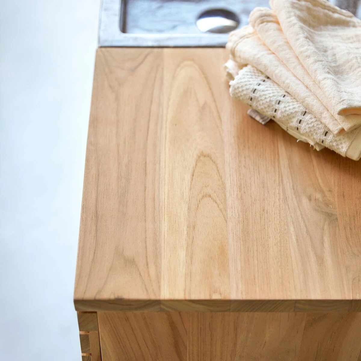 Slats - Meuble Salle De Bain En Teck Massif Et Marbre 125 Cm – Image 3