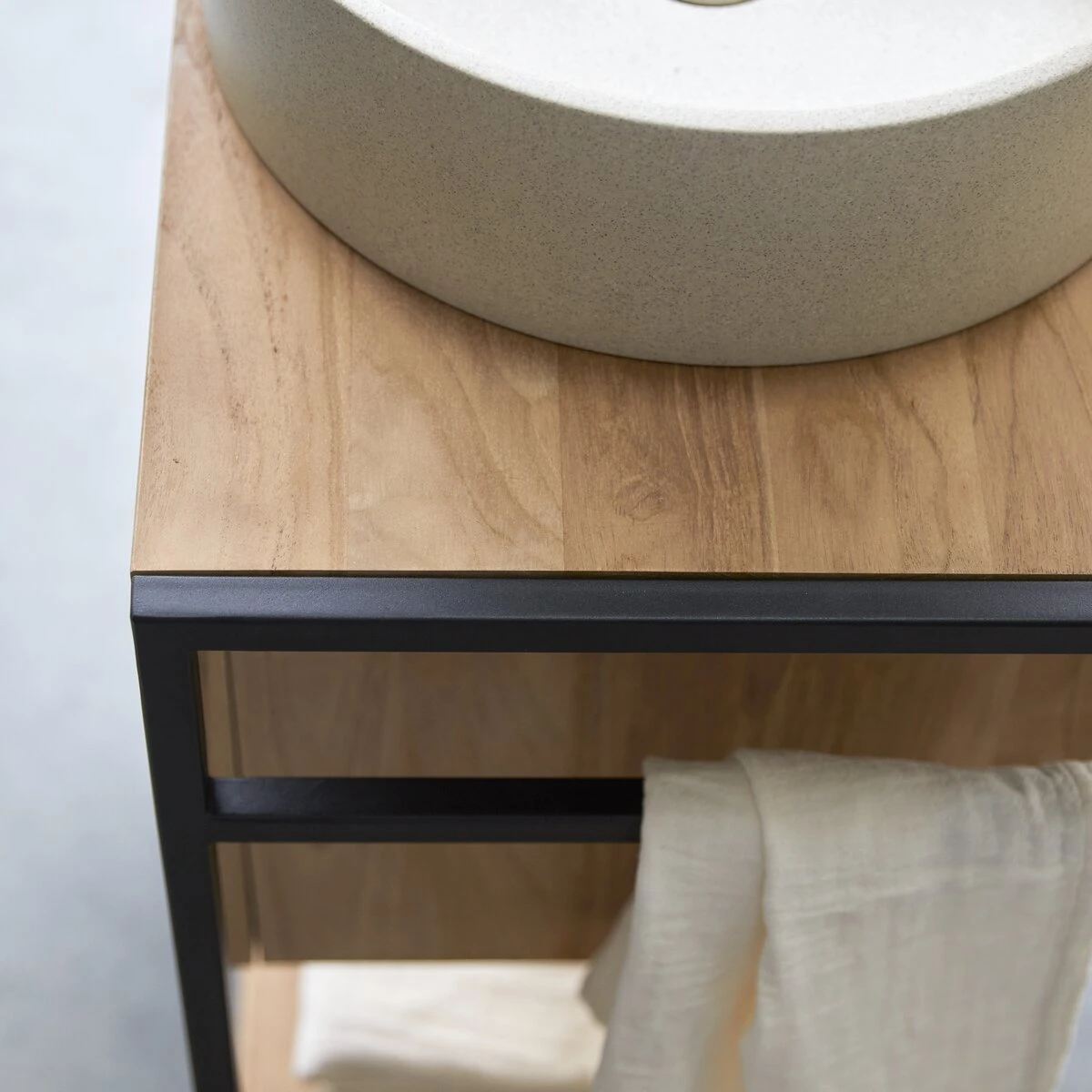 Michal - Meuble Sous Vasque En Teck Massif Et Métal 60 Cm – Image 3