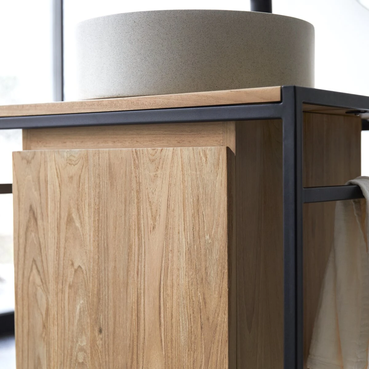 Michal - Meuble Sous Vasque En Teck Massif Et Métal 60 Cm – Image 5