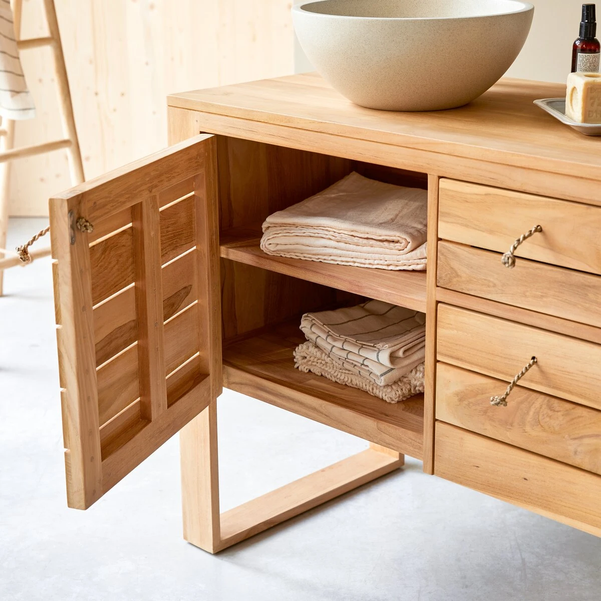 Minimalys - Meuble Sous Vasque En Teck Massif 145 Cm – Image 2