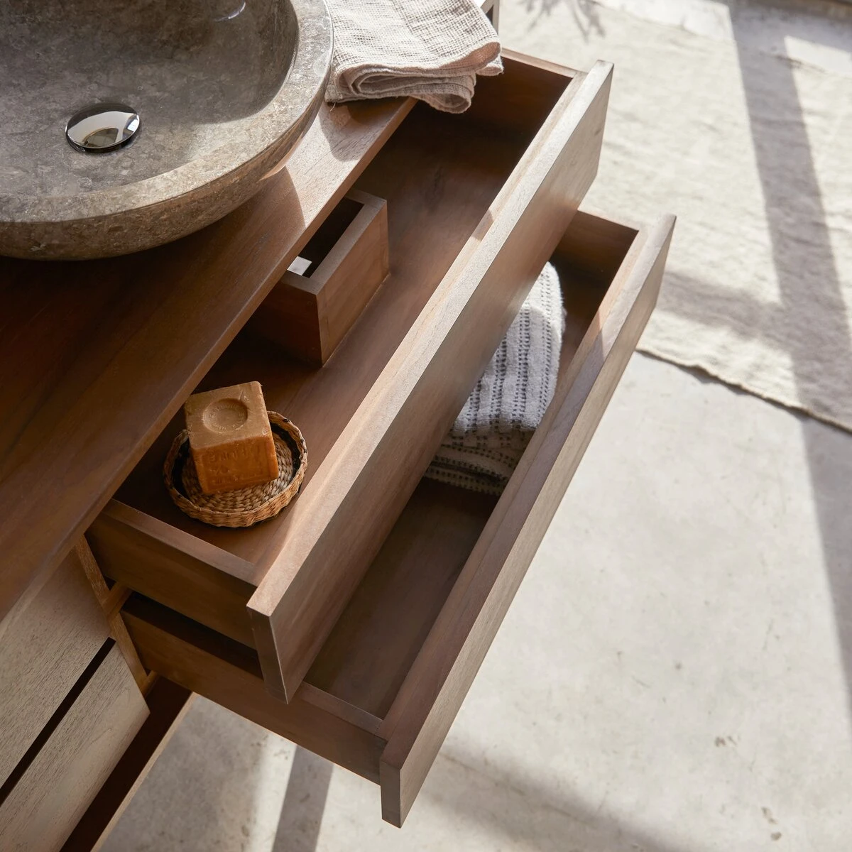 Parker - Meuble Sous Vasque En Teck Massif Recyclé 120 Cm – Image 2