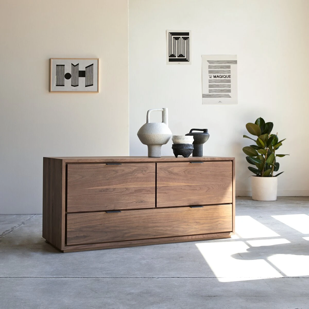 Senson - Meuble TV En Noyer Massif 120 Cm – Image 4