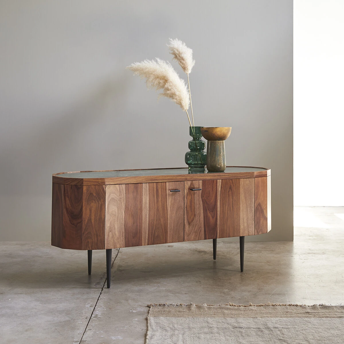 Jade - Meuble TV En Palissandre Massif Et Marbre 130 Cm – Image 4