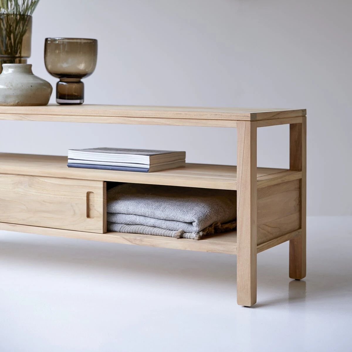 Anton - Meuble TV En Teck Massif 130 Cm – Image 4