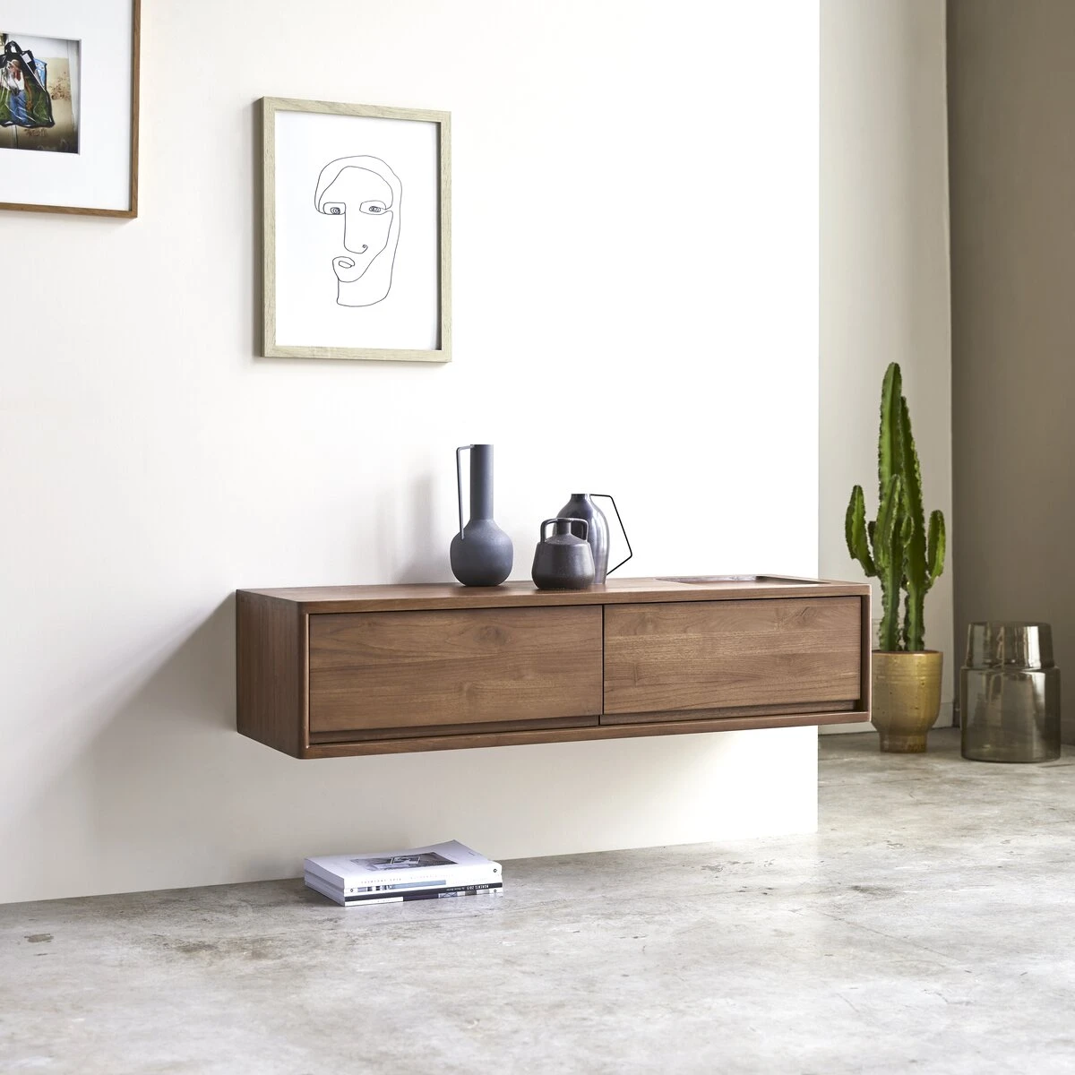 Circa - Meuble TV En Teck Massif 2 Tiroirs 110 Cm – Image 4