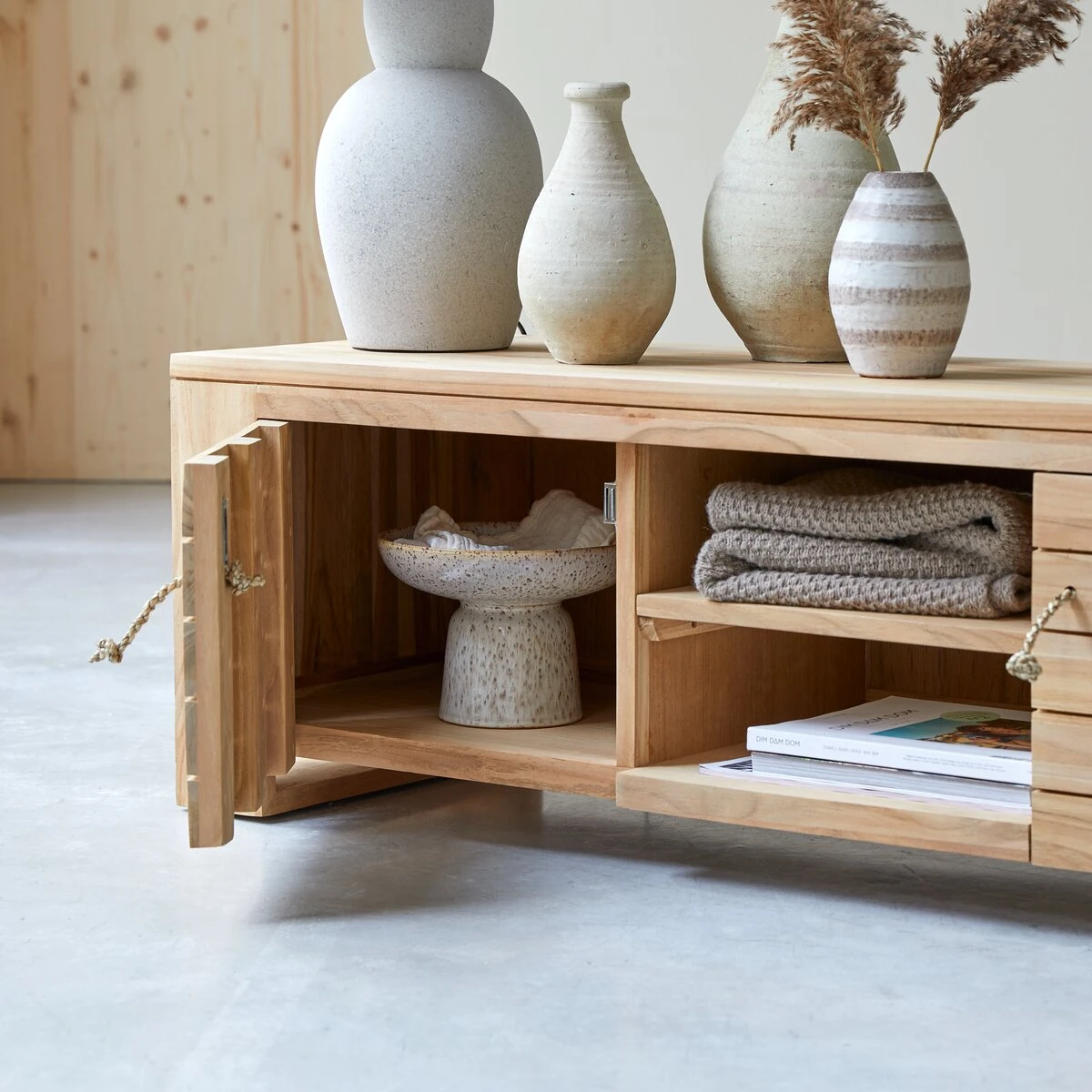 Minimalys - Meuble TV En Teck Massif 135 Cm – Image 2