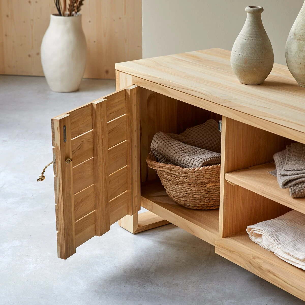 Minimalys - Meuble TV En Teck Massif 155 Cm – Image 2