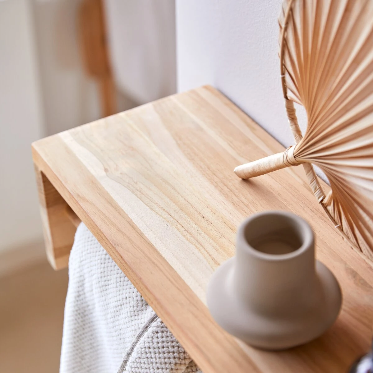 Ugo - Porte Serviette Mural En Teck Massif 60 Cm – Image 3