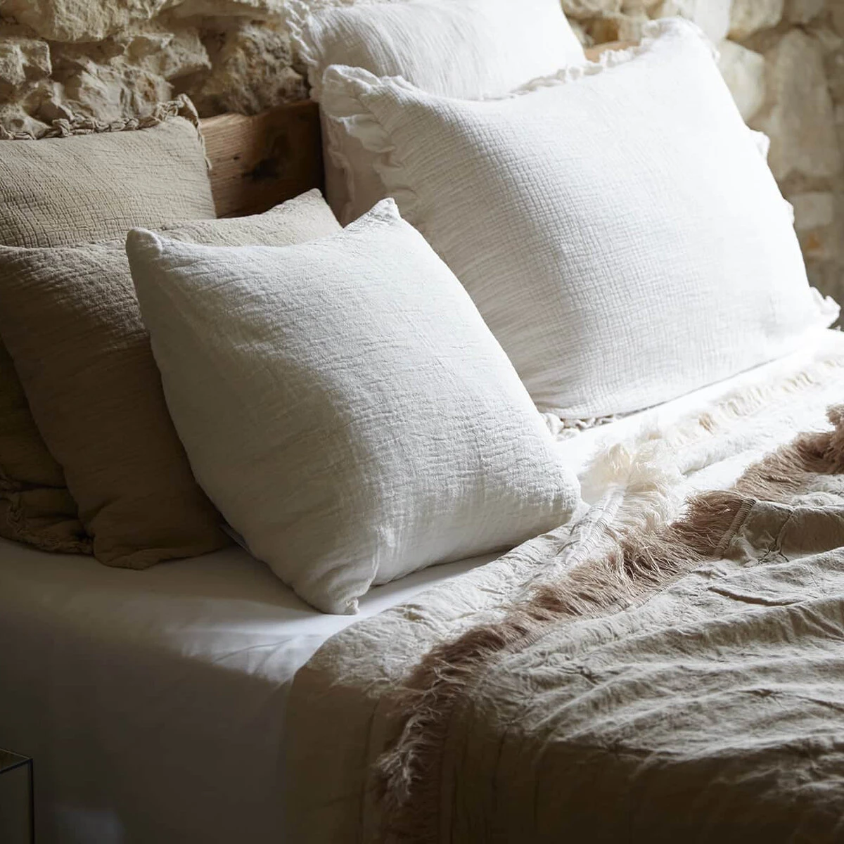 Punto - Housse De Coussin En Coton 45x45 Cm, Milk