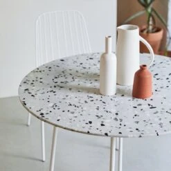 Elio - Table Ronde En Terrazzo Premium Et Métal White 4 Pers.
