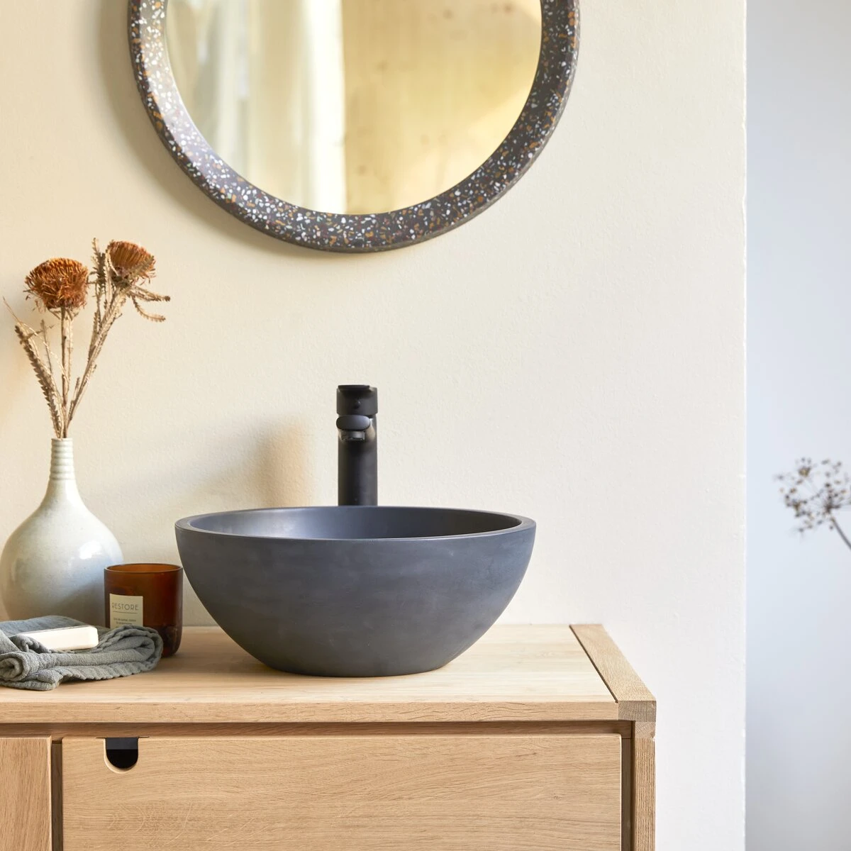 Micha - Vasque Ronde En Terrazzo Black – Image 2